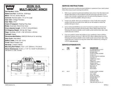 Specs and Parts List