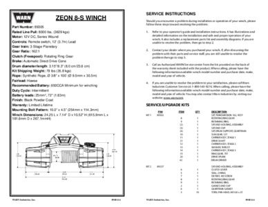 Specs and Parts List