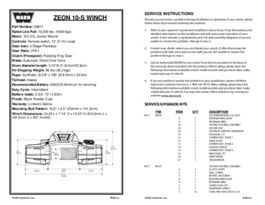 Specs and Parts List