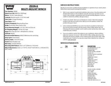 Specs and Parts List