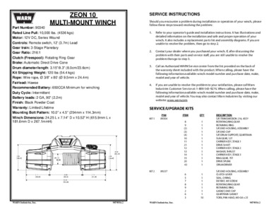Specs and Parts List